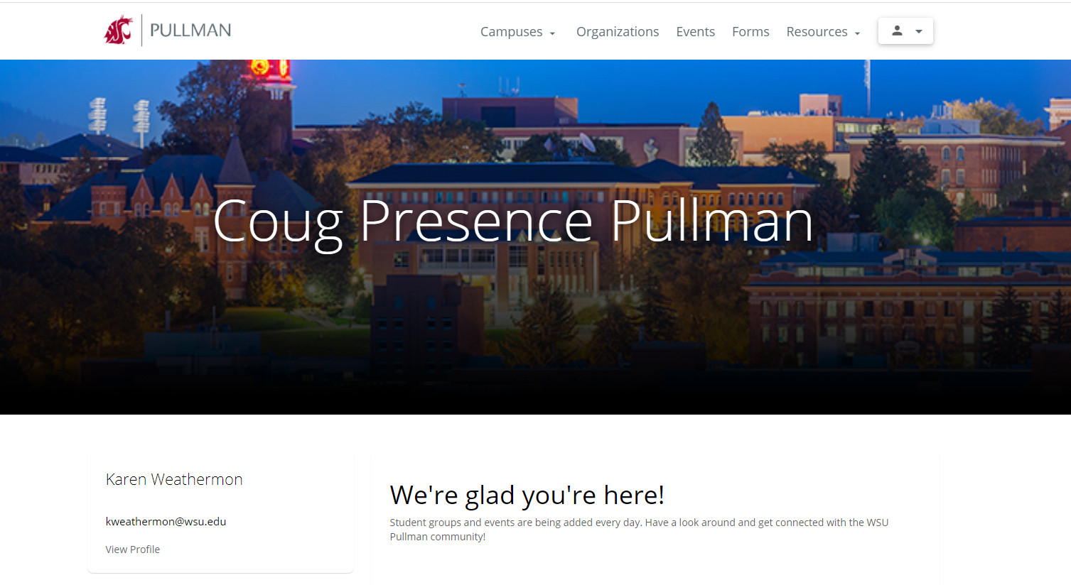 A screenshot of the student portal landing page on Presence.