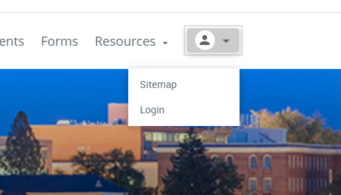 A screenshot of Presence showing how to login by selecting the profile button in the upper right of the website.