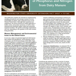 The Rationale for Recovery of Phosphorus and Nitrogen from Dairy Manure (Anaerobic Digestion Systems Series)