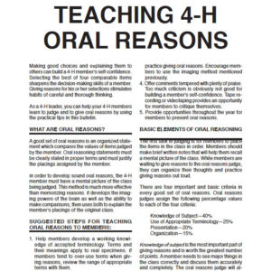 Teaching 4-H Oral Reasons