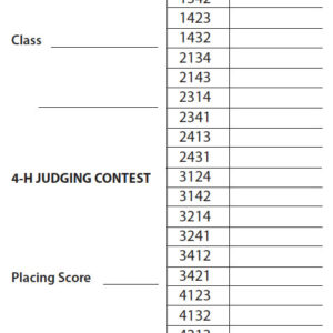 Placing Card, 4-H Judging Contest (pink- pad of 50)