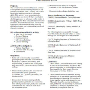 Creative Consumers of Fashion Activity Information Sheet