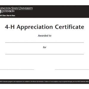4-H Appreciation Certificate