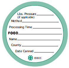 4-H Canned Foods Exhibit Labels (sheet of 12)
