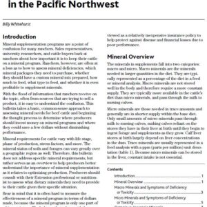 Mineral Supplementation of Beef Cattle in the Pacific Northwest