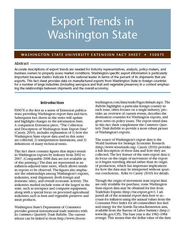 Export Trends in Washington State
