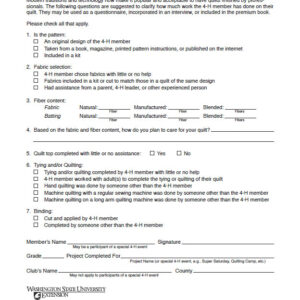 4-H Quilt Entrant Questionnaire