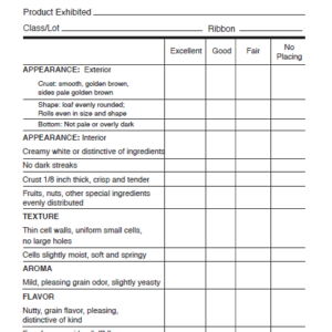 Yeast Breads, Fancy Yeast Breads, Rolls, Yeast Coffeecakes Scorecard