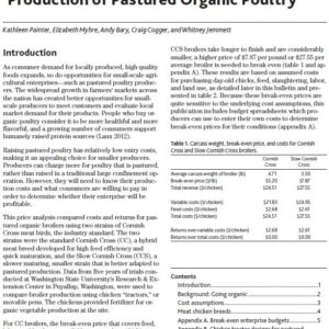 Break-even Analysis of Small-Scale Production of Pastured Organic Poultry
