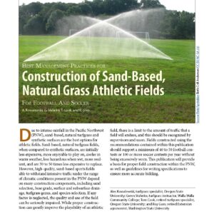 Best Management Practices for Construction of Sand-Based, Natural Athletic Fields for Football and Soccer