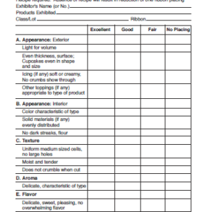 Shortened Cakes, Cupcakes, Pound Cakes, Coffeecakes  Score Card