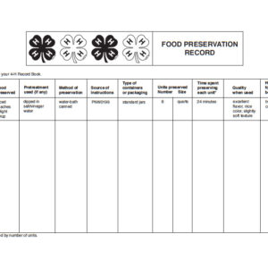 Food Preservation Record