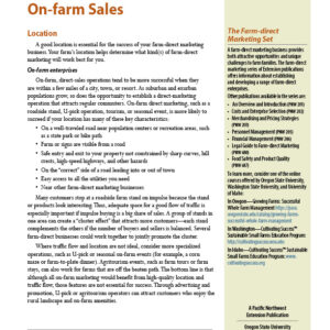 Farm-direct Marketing: Location and Facilities for On-farm Sales