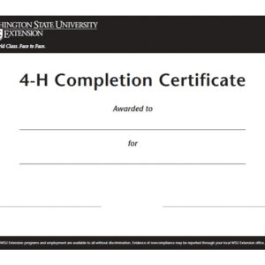 4-H Completion Certificate