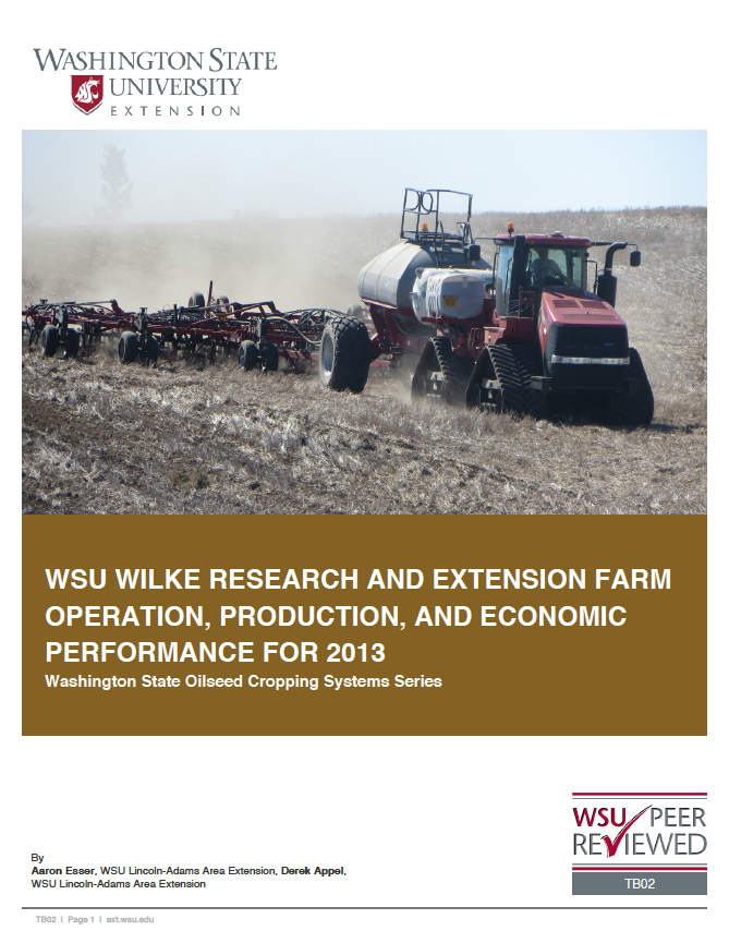 WSU Wilke Research and Extension Farm Production and Economic Performance 2013