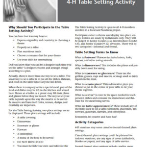 4-H Table Setting Activity
