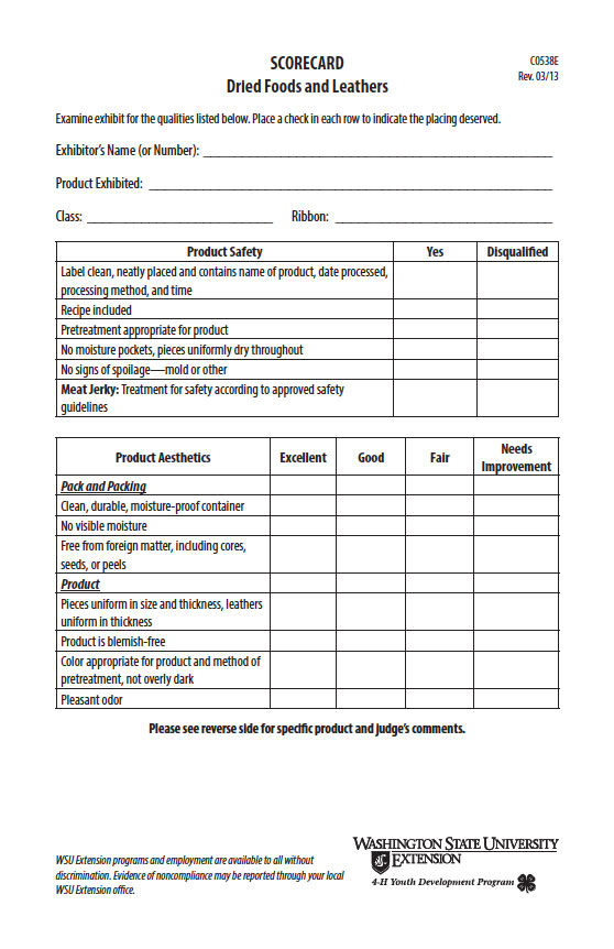 Dried Foods and Leathers Scorecard