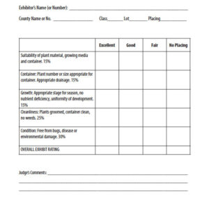 4-H Container Garden, Houseplant, and Dish Garden Exhibit Scorecard