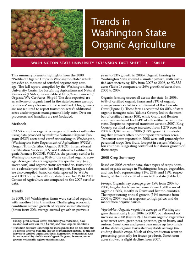Trends in Washington State Organic Agriculture - 2008