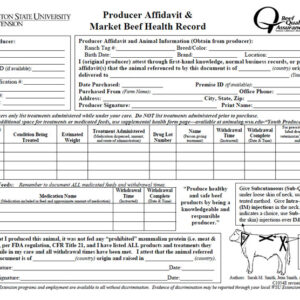 Producer Affidavit & Market Beef Health Record