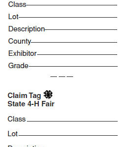 4-H Entry and Claim Tag