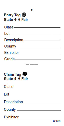 4-H Entry and Claim Tag