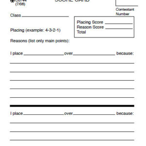 Junior Written Reasons Score Card (pad of 50)