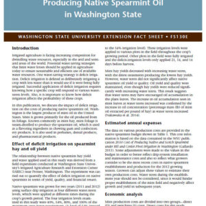 Effect of Deficit Irrigation on the Cost of Producing Native Spearmint Oil in Washington State