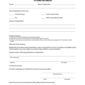 Request to Use 4-H Name and Emblem