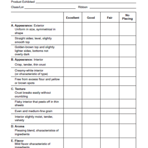 Biscuits, Scones Score Card