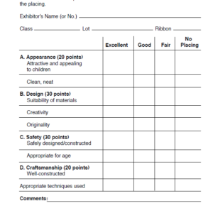 Score Card for Evaluation of Child Care Exhibits