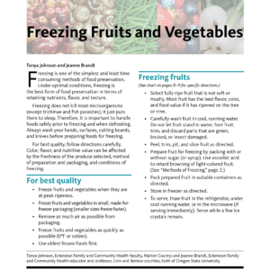 Freezing Fruits and Vegetables