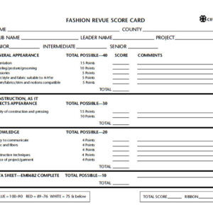 Fashion Revue Score Card