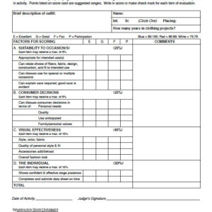 Creative Consumers of Fashion Activity Score Card