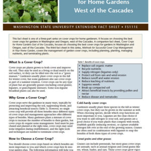 Cover Crops for Home Gardens West of the Cascades (Home Garden Series)