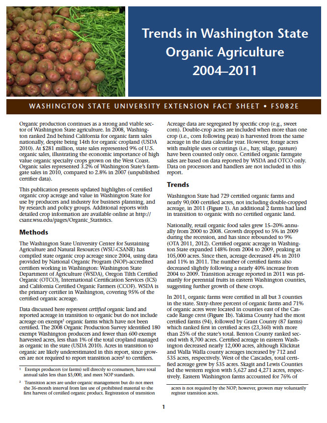 Trends in Washington State Organic Agriculture 2004-2011