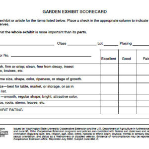 Garden Exhibit Score Card
