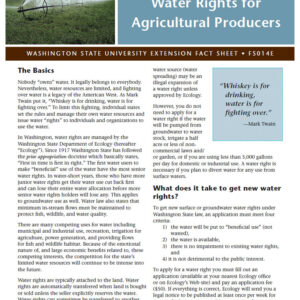 Washington Water Rights for Agricultural Producers