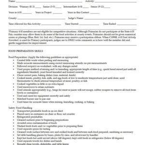 4-H Food Activity Scoresheet Evaluation Criteria