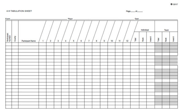 4-H Tabulation Sheet | WSU Extension Publications | Washington State ...