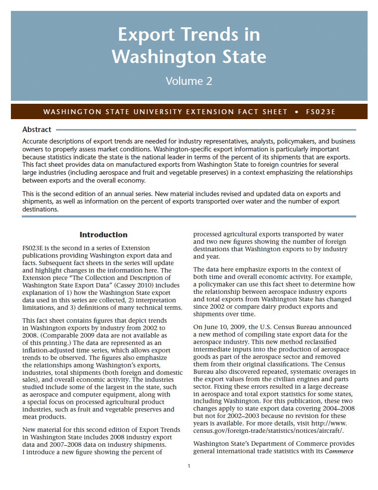 Export Trends in Washington State Vol. 2