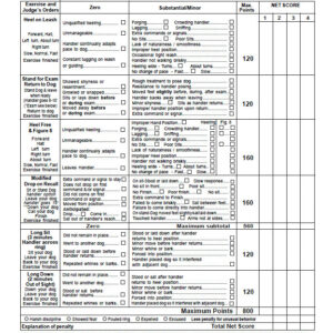 Washington 4-H Dog Obedience Program Advanced Novice Team Score Sheet