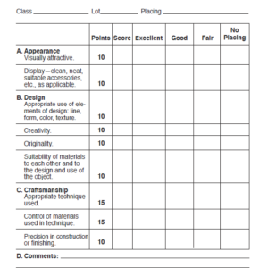 Creative Arts Score Card