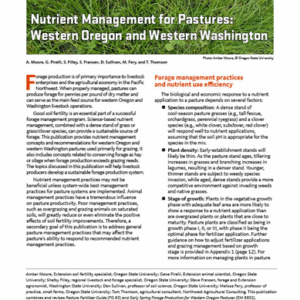 Nutrient Management for Pastures: Western Oregon and Western Washington