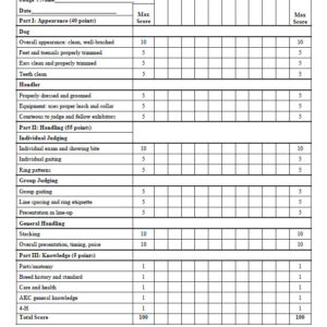 Washington State 4-H Dog Program Showmanship Group Scorecard