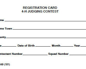 Registration Card--4-H Judging Contest