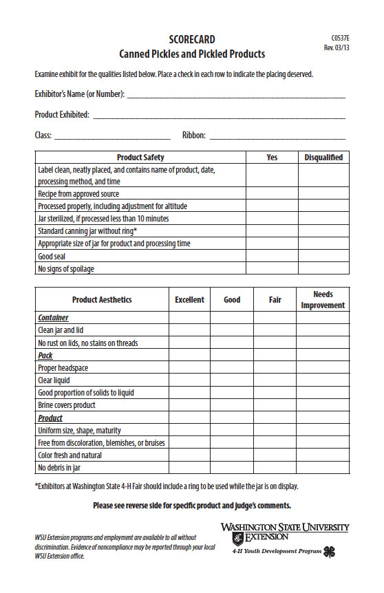 Canned Pickles and Pickle Products Scorecard