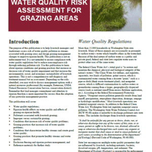 Water Quality Risk Assessment for Grazing Areas