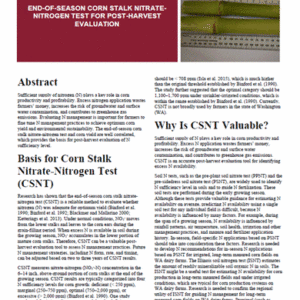 End-of-Season Corn Stalk Nitrate-Nitrogen Test for Post-Harvest Evaluation