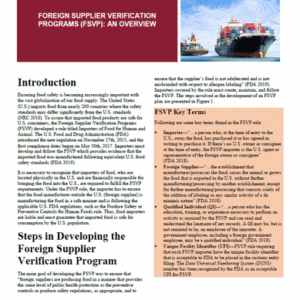 Foreign Supplier Verification Programs (FSVP): An Overview
